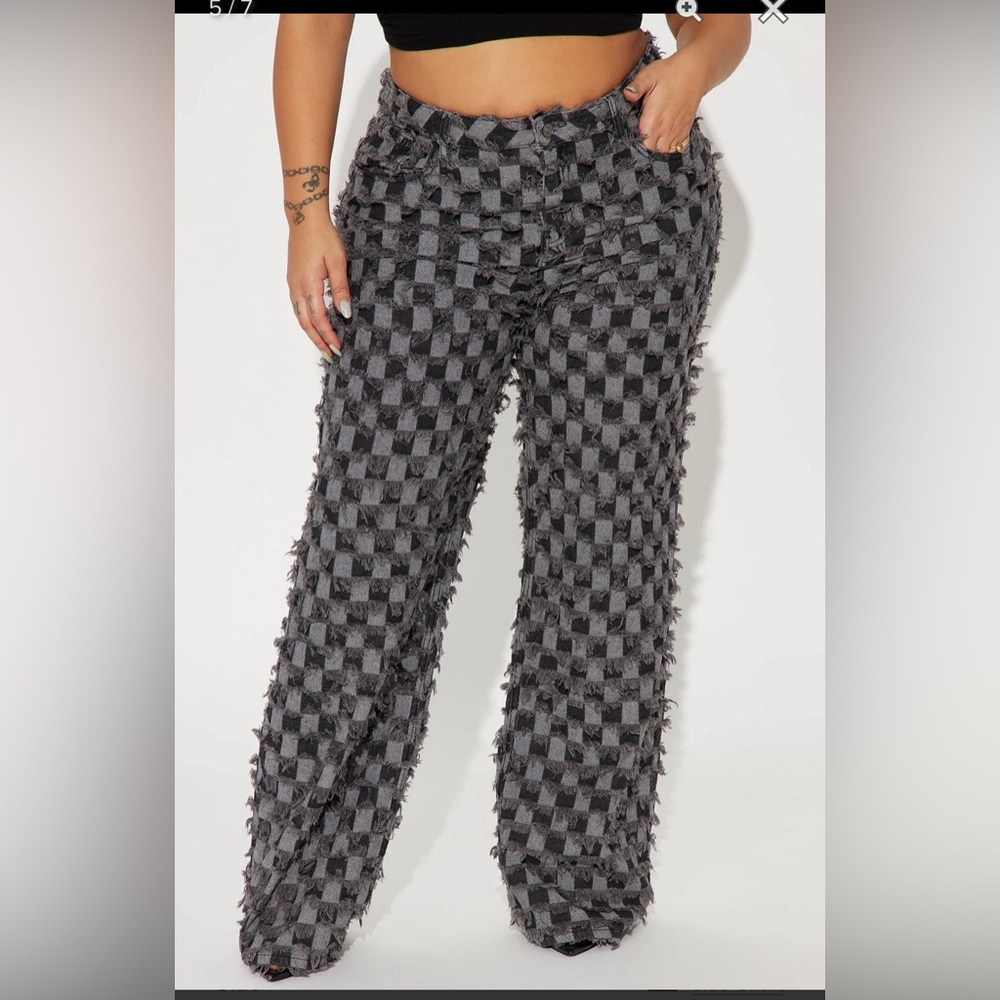 Checkered denim jeans size 16 NWOT